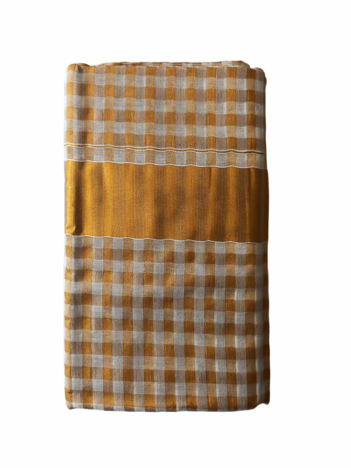 Kerala Style Set Saree Golden Check