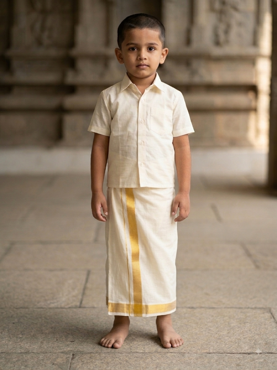 Kids Dhothi- Kerala Kasavu Mund